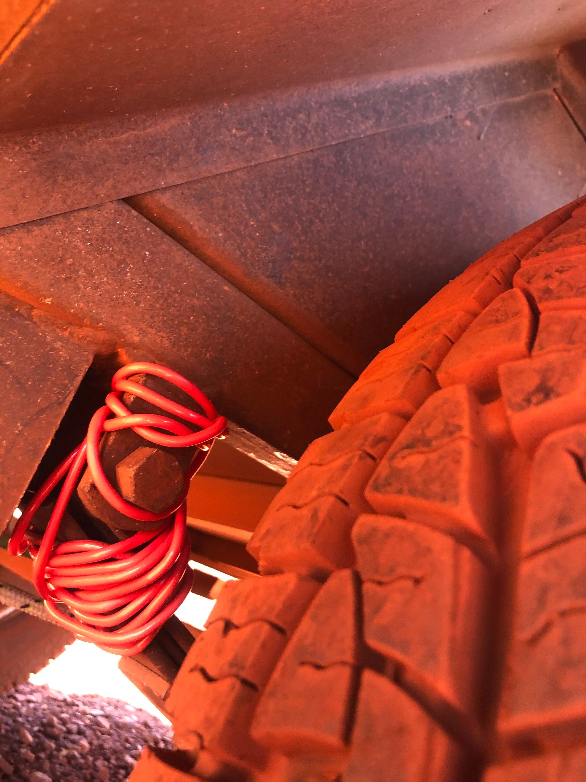 Broken camper trailer leaf spring with bush repair.